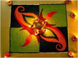 Four Square Diya Rangoli