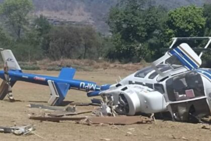 Helicopter Mishap in Maharashtra - Pilot Injured as Aircraft Tilts During Landing in RaigadWhile anRoute to Pick Up Shiv Sena Leader
