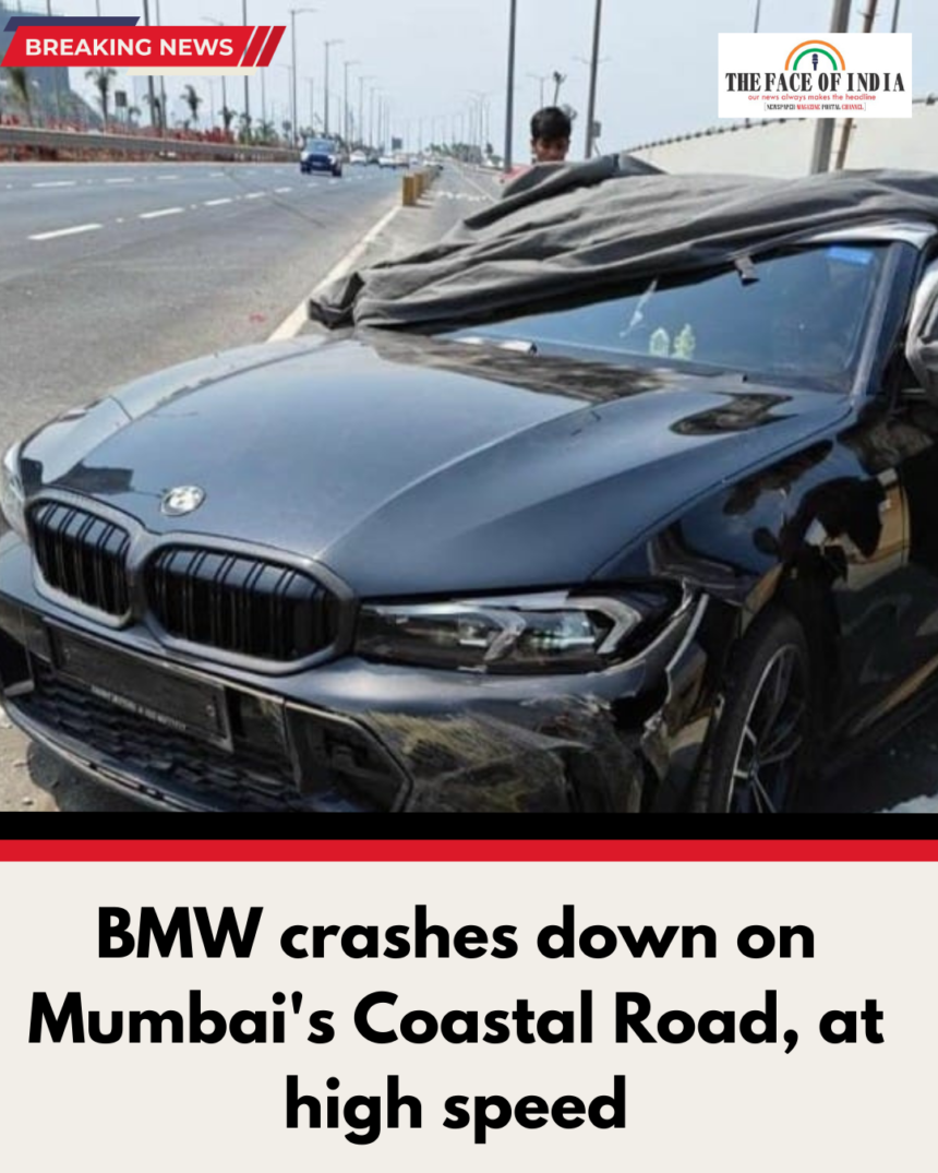 BMW crashes down on Mumbai's Coastal Road, at high speed