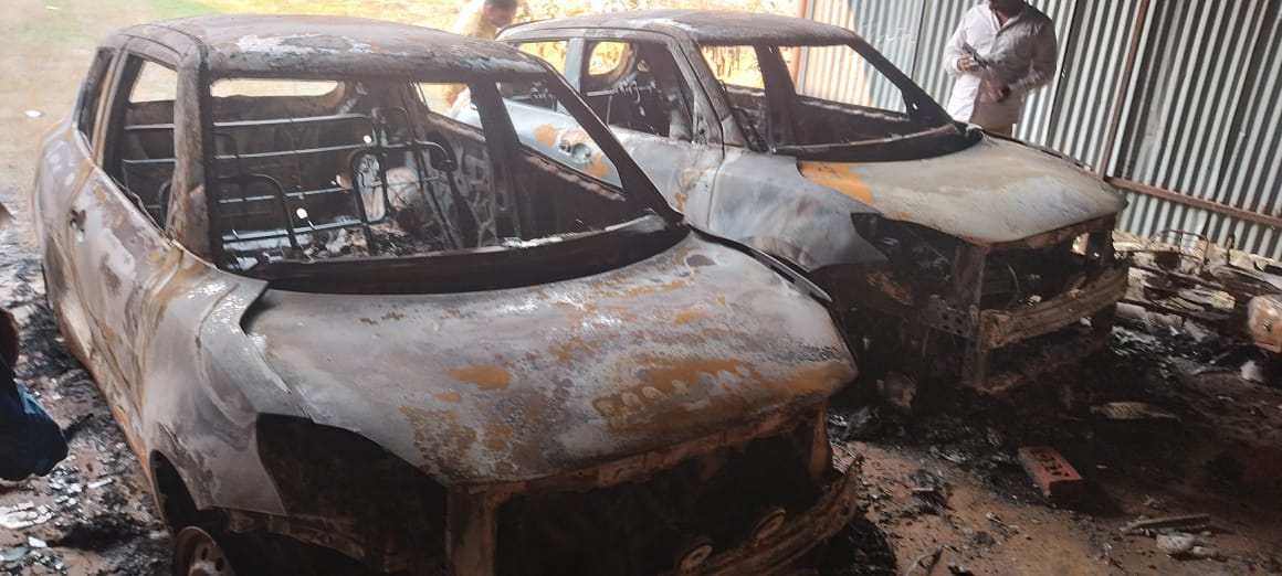 Car burnt to ashes due to short circuit fire